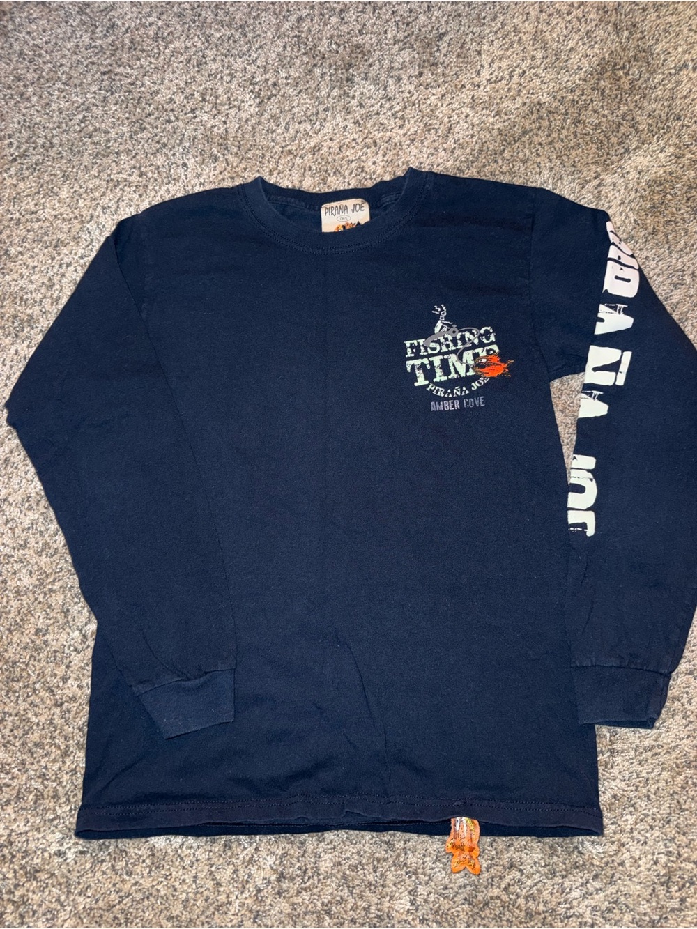 Pirana Joe Fishing Time Navy Long Sleeve Tee Men’s Small